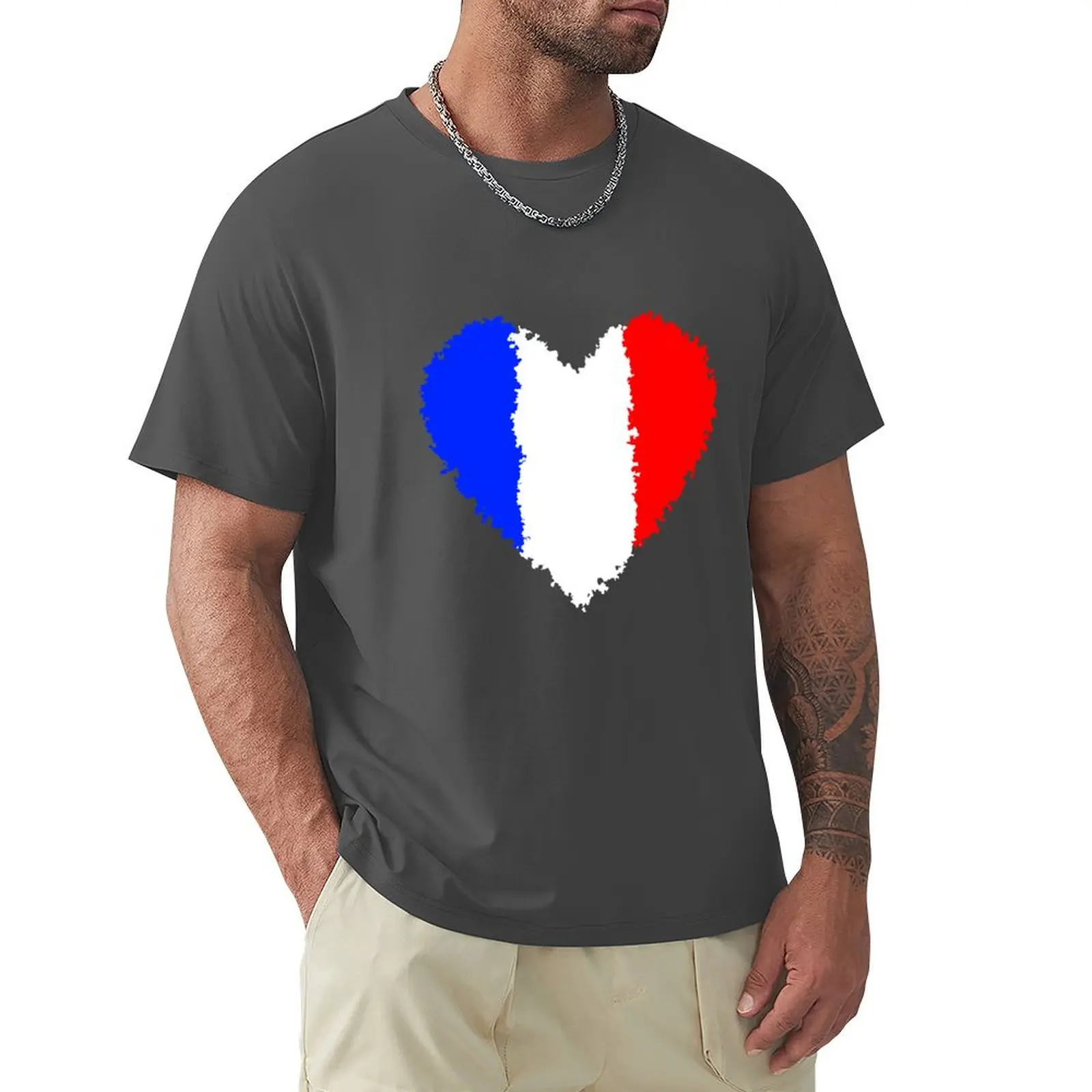 

A heart for France - football T-Shirt sweat Short sleeve tee tops men clothing