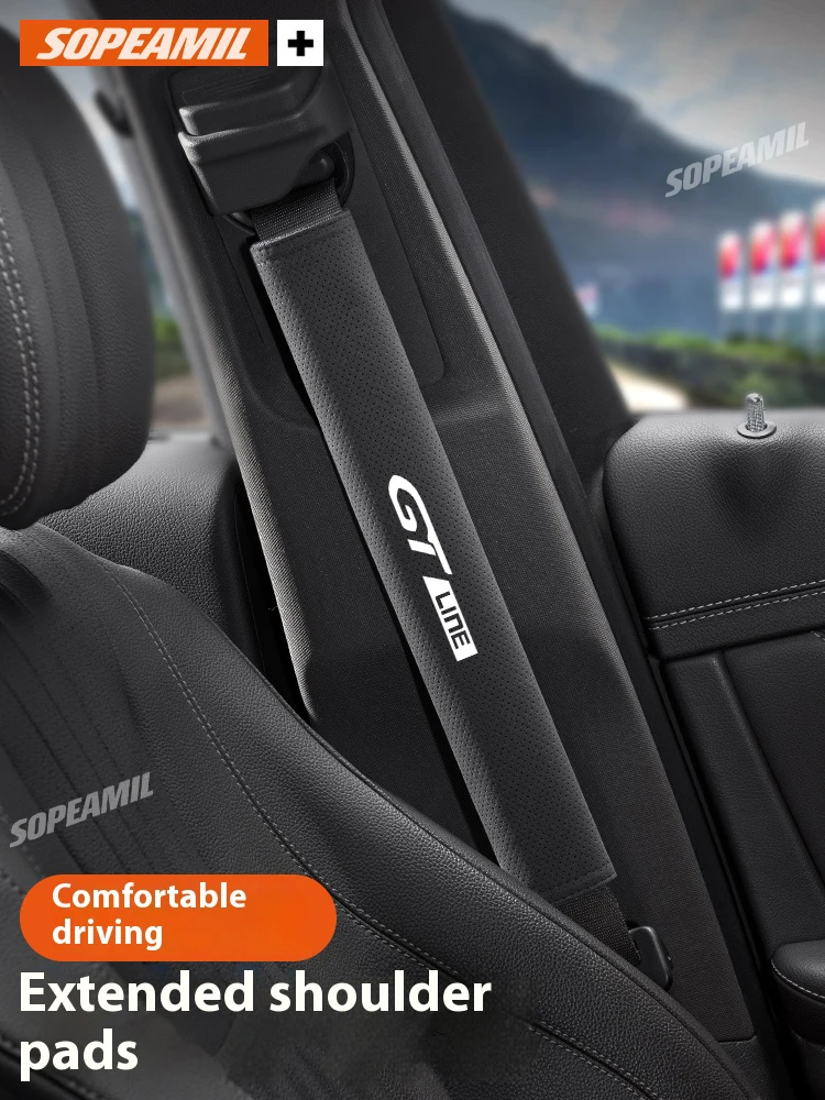 For Peugeot GT LINE Car Safety Belt Cover Suede Seat belt shoulder protector shoulder pad Shoulder Strap Cover Auto Accessories