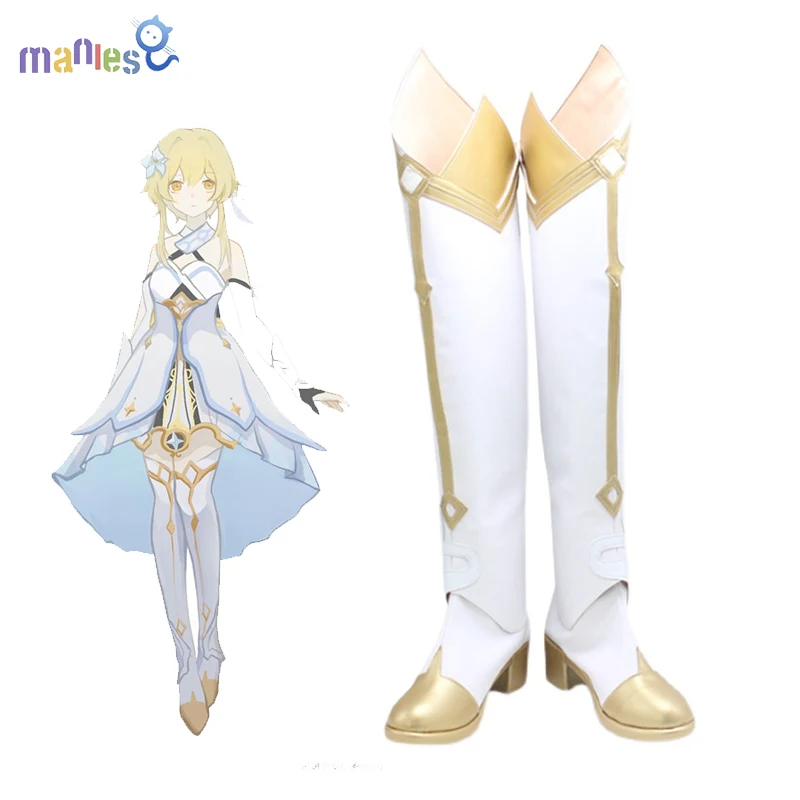 

Обувь для косплея Manles Game Genshin Impact Lumine, оригинальная версия, модные ботинки для косплея Travel Lumine