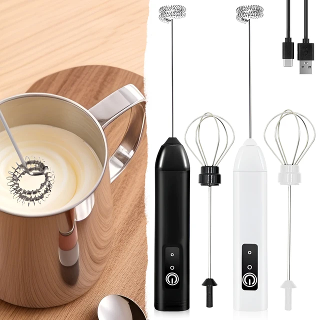 1 pièce Mousseur à lait électrique, mélangeur à café, batteur à œufs portable, rechargeable par USB 500mAh 1