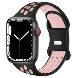 Premium Sport Silicone Strap for Apple Watch - Sleek and Comfortable Design (Black pink 08)