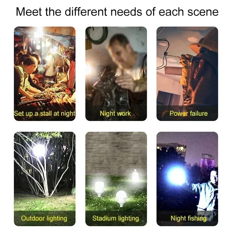 Camping Lights 500W USB Rechargeable LED Bulb Hanging Tent Light Portable Emergency 5 Lighting Modes For Garden Outdoor
