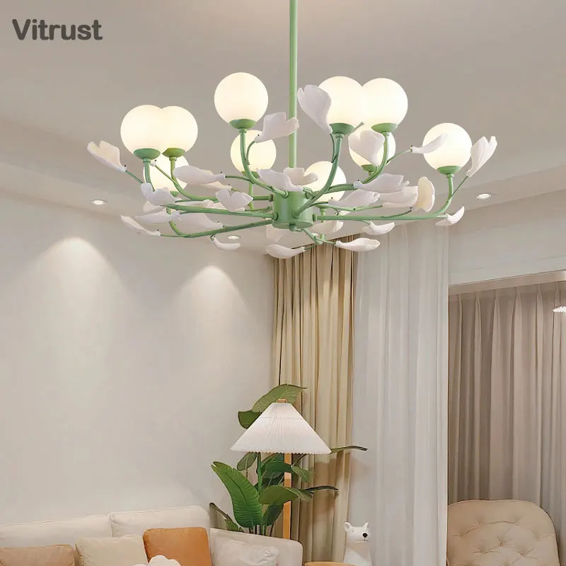 

Кремовые люстры в минималистическом стиле, подвесные светильники, креативный светильник с цветами