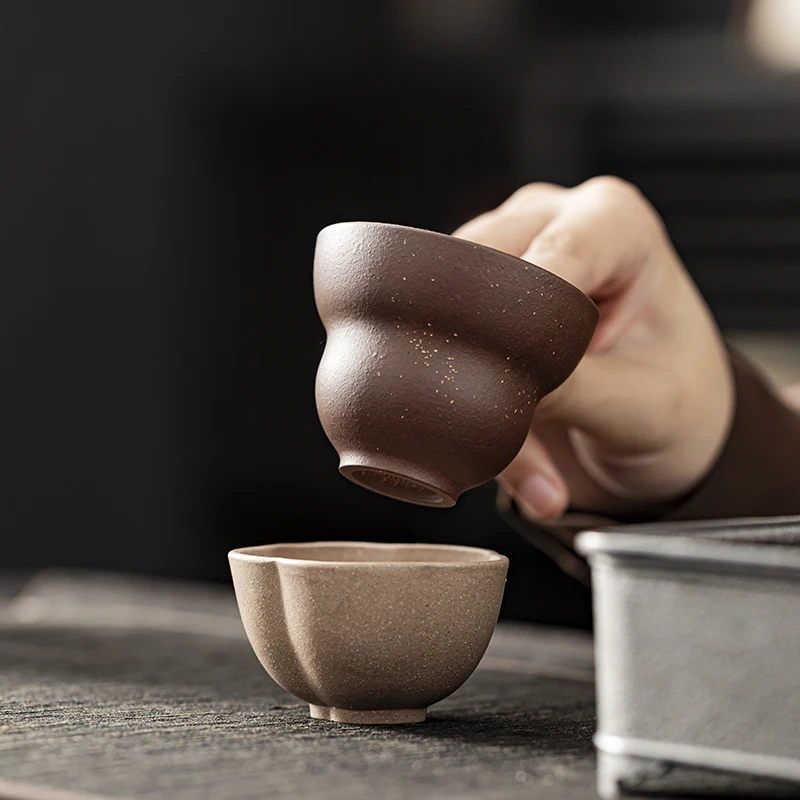 High-end Yixing Purple Clay Teacup Full Handmade Cup Kung Fu Tea Cup Tea Ceremony Accessories Small