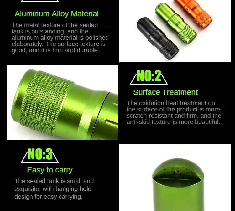 Description Picture 6 of itemAluminum EDC Survival Kit Waterproof Seal Bottle Capsule/Pill Airtight Case Outdoor Tools Capsule Holder Storage Container