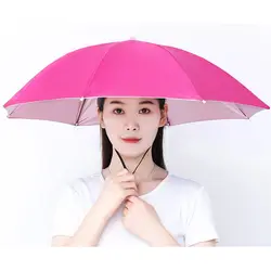 Windproof Portable Umbrella Hat for Outdoor Sunshade and Rain Protection (Rose red)