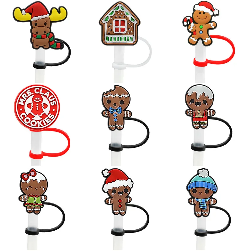 10PCS Christmas Party Straws Christmas Straw Strap Stickers Santa Claus,  Christmas Tree, Gingerbread Drinking Straws Christmas - AliExpress