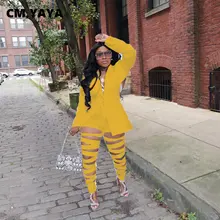  CM.YAYA Streetwear Blazer Suit Women Hollow Out Pants  Women Suits Office Sets Cutout Side Blazer Top Two 2 Piece Set Outfits 