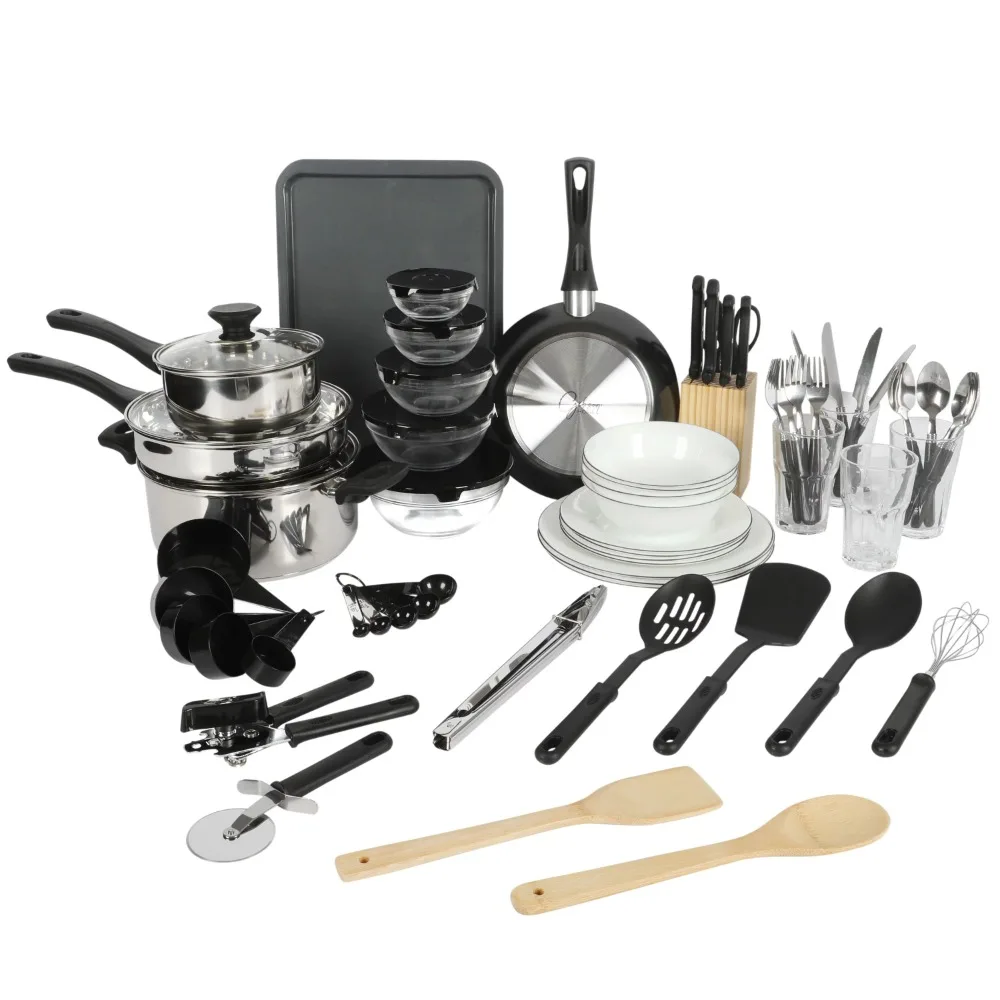 

71-Piece Stainless Steel Silver Cookware Combo Set