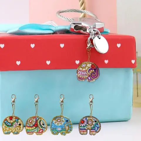 

5 pieces of Elephant Diamond Embroidery Kit Keychain Gift Full Drill Special Shaped DIY Diamond Painting