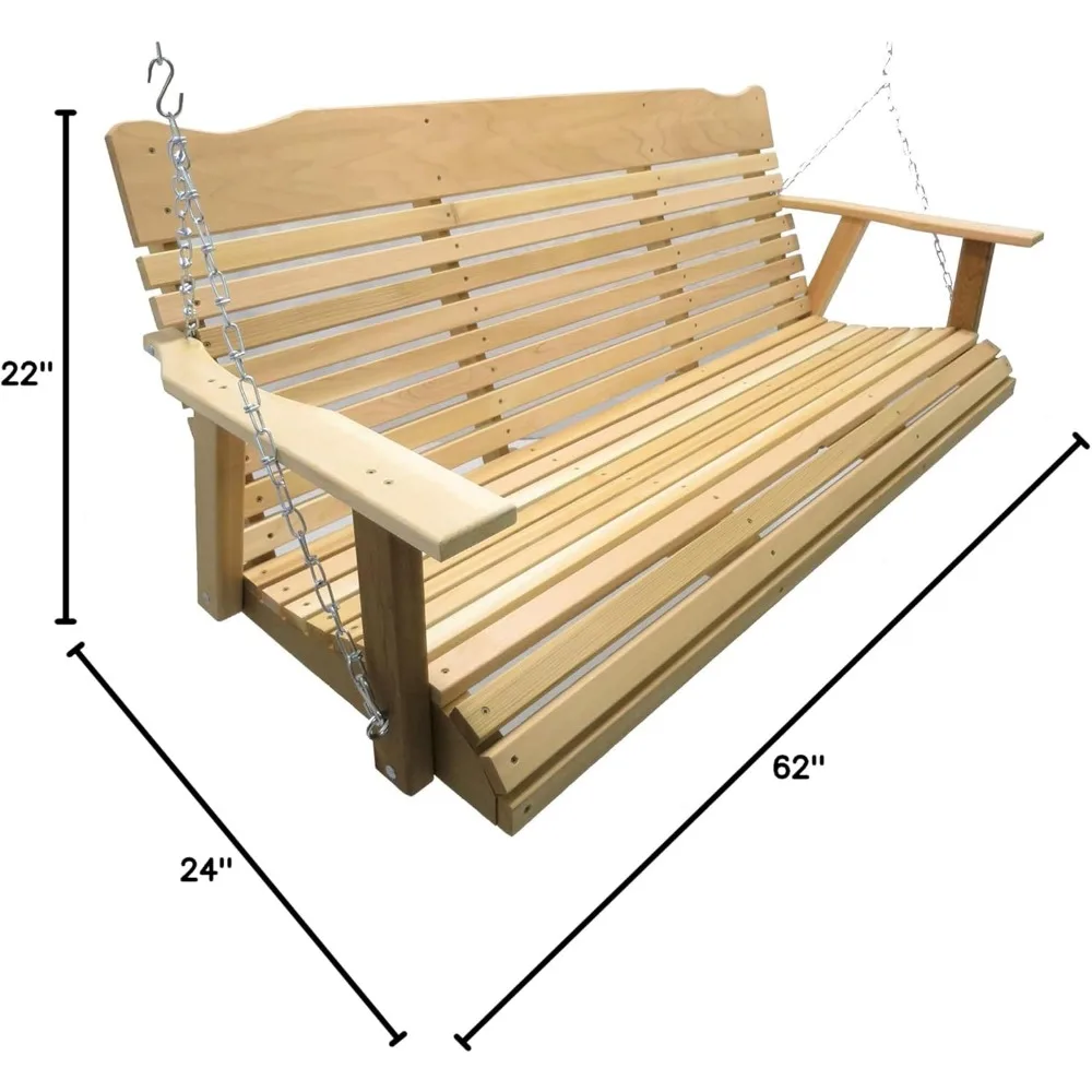 5' Natural Cedar Porch Swing,  Includes Chain & Springs 6