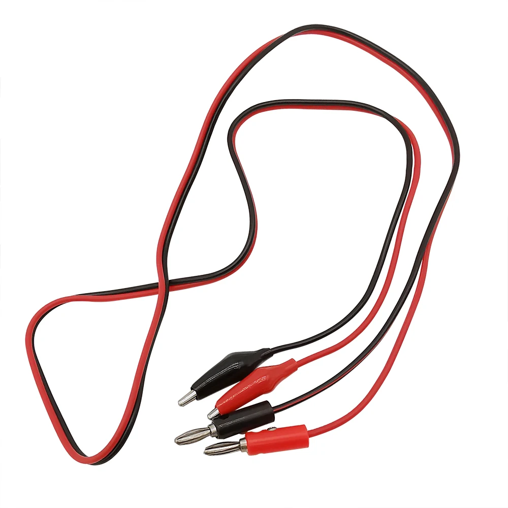 1M Double-Ended Alligator Test Cord Lead Clip to 4mm Banana Plug Multimeter Probe Electrical Clamp Testing Cord Cable 1/2/5Pcs