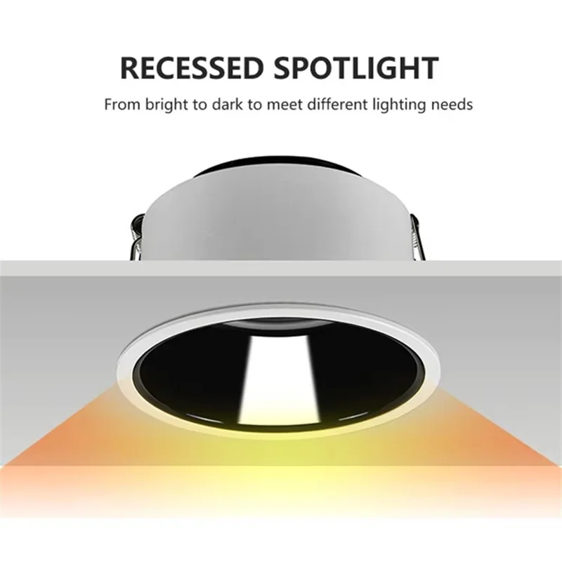 Recessed Adjustable Angle LED COB Downlight 12W 15W 18W Dimmable Anti-Glare Spotlight 7W 10W 110V 220V For Store Home Lighting