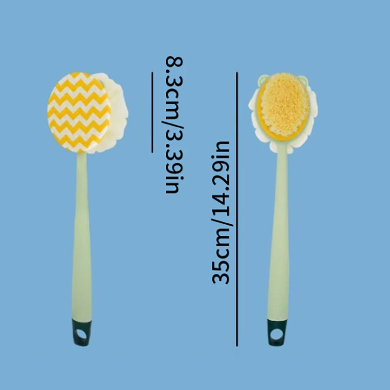 Double-Sided Soft Hair Massage Bath Brush Long Handle Back Rub Brush 2 In 1 Bath Brush With Bath Ball Double Side Scrub Brush 6