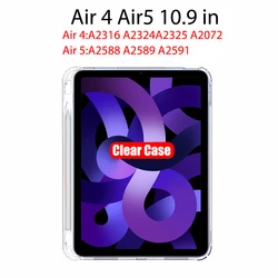 Clear iPad Case with Pencil Holder - Durable, Soft TPU Protective Cover (Air 5 Air 4)