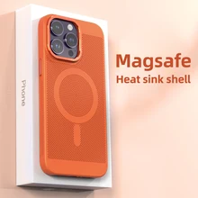  Metal Lens Protection Breathable Mesh Magnetic Magsafe Wireless Charging Hard Phone Case For iPhone 11 12 13 14 15 Pro Max Cover 