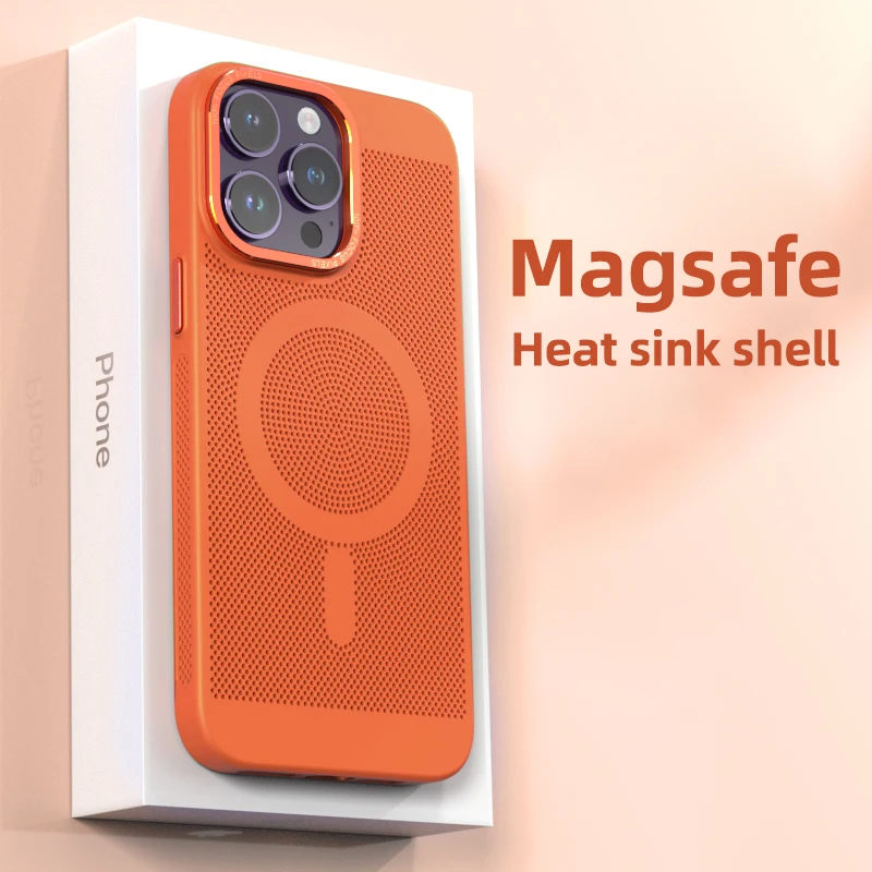 Luxury Magnetic Phone Case For iPhone 11 12 13 14 15 Pro Max mobile Cover  Magsafe Wireless Charging Breathable Mesh