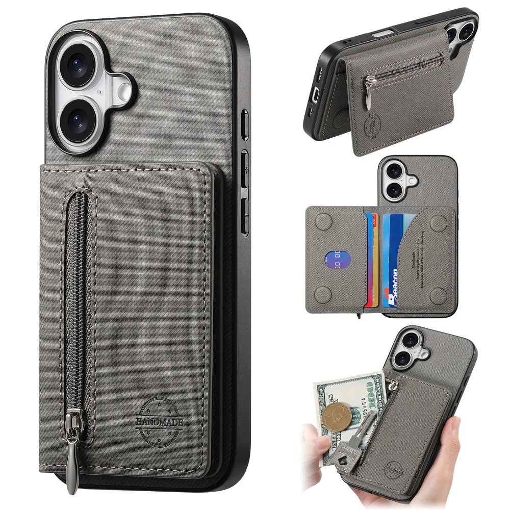 Zipper Wallet with Card Holder and RFID-Blocking Magnetic Phone Case