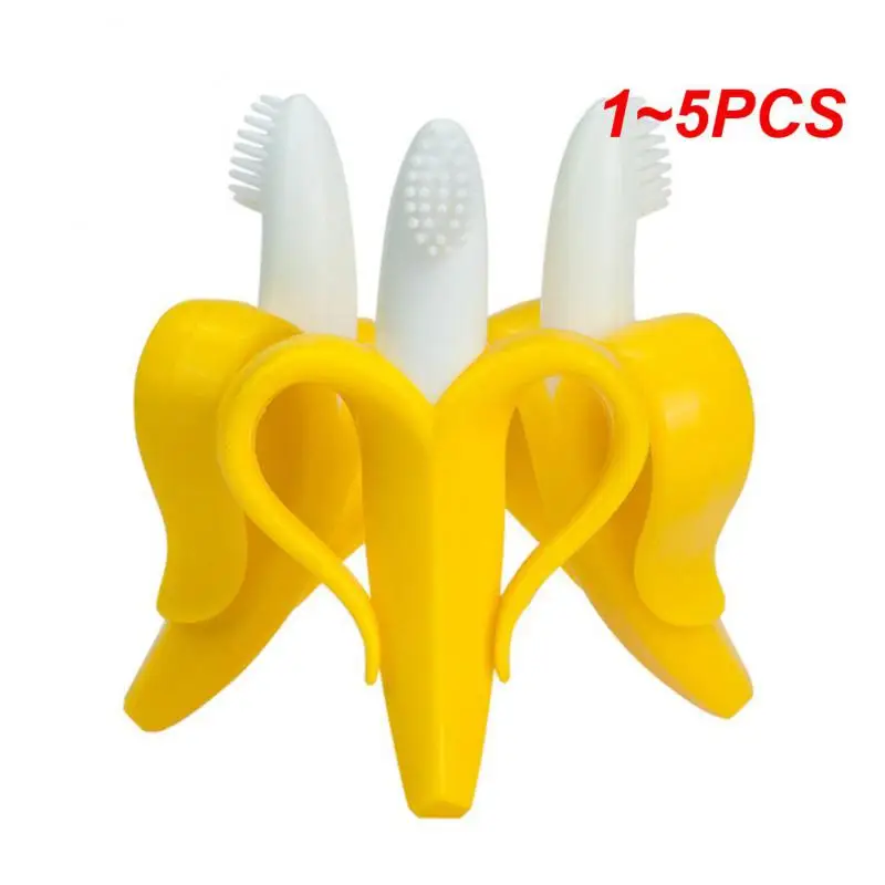 

1~5PCS Baby Silicone Training Toothbrush Banana Shape Safe Toddle Teether Chew Toys Teething Ring Gift Infant Baby Chewing