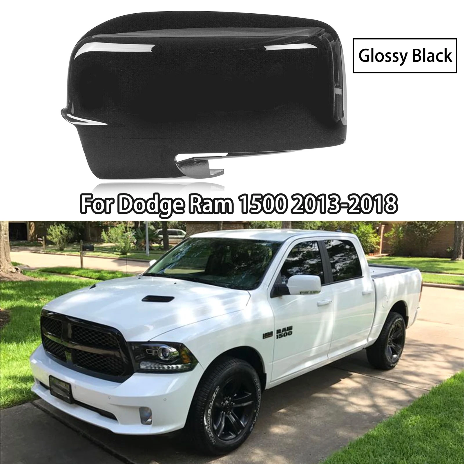 Per 2013-2018 Dodge Ram 1500 Sostituzione Car Reaview Mirror Cover Shell Caps Con Turn Sinal 68096199Af 68096198Ah Nero Lucido