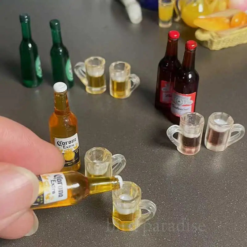 Cute Miniature Simulation Mini Beer Water Bottle Drinks Model For Barbies Ob11 Dolls House Accessories Kids Playtend Play Toys 4