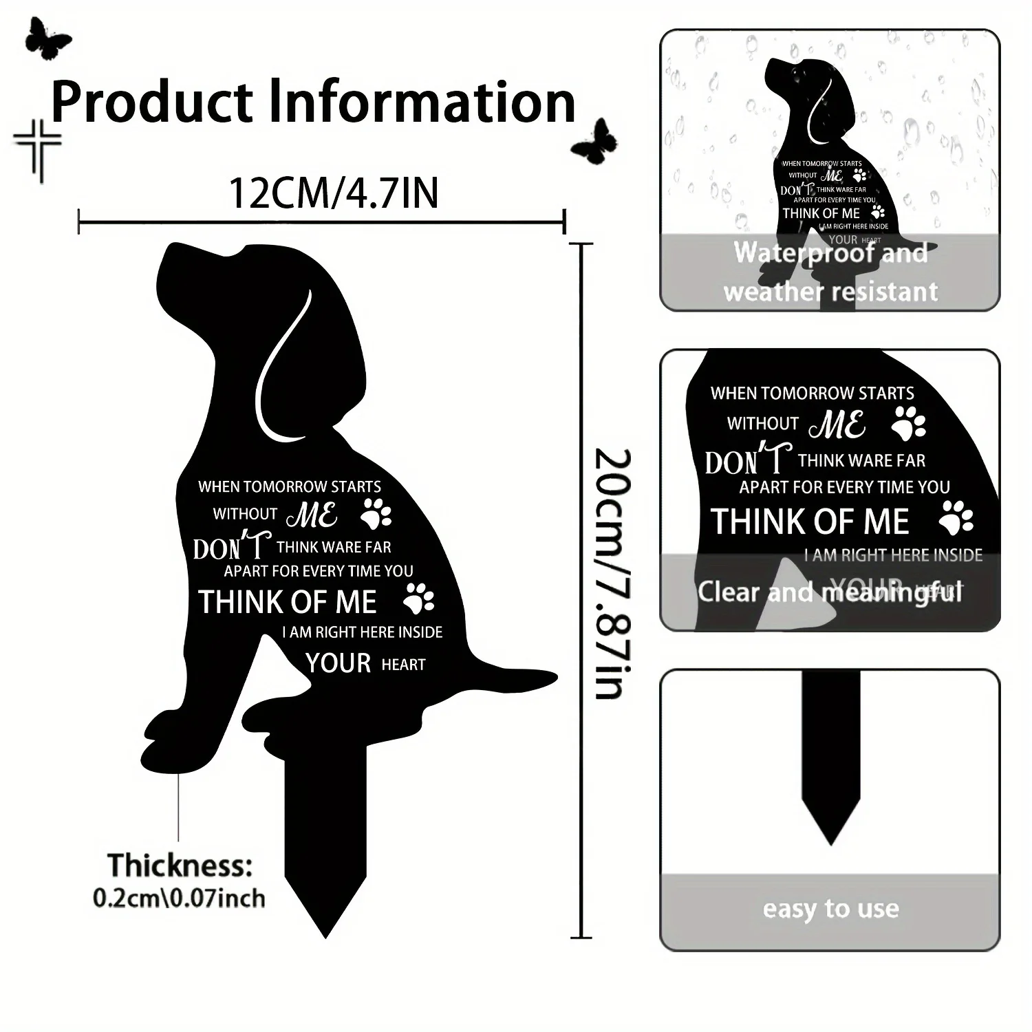 acrylic Pet Memorial Post-Garden and cemetery decoration with dog memorial post, outdoor yard pet tombstone decoration