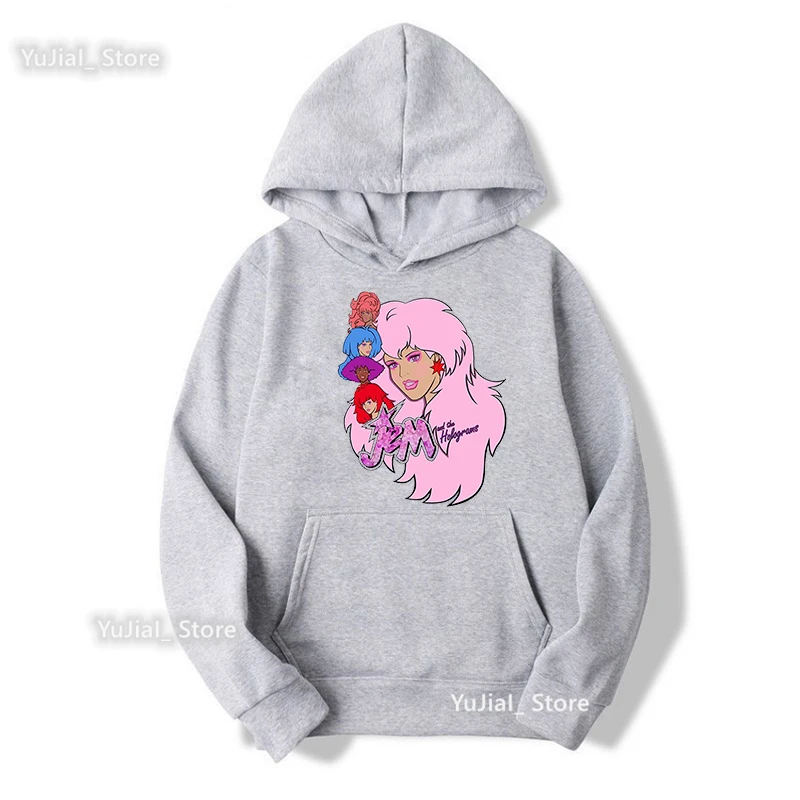 2022 Hot Sale Jem And The Holograms Print Cap Hoodies Women'S Clothing Funny Fashion Hip Hop Sweatshirt Femme Harajuku Coat