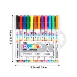 Vibrant Fine Tip Dry Erase Markers - 12 Assorted Colors for Office, School, and Creative Projects (12color set)