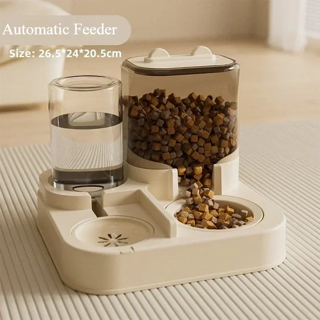 AAutomatic Cat Feeder & Water Fountain Set - Food Grade Plastic - for Cats & Dogs - Gravity Feed Design 3