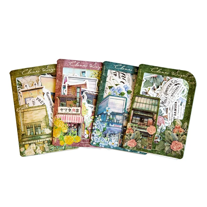 

45 pcs Sticker Street corner of the flower store series retro handbook DIY material decorative journal stickers 4 options