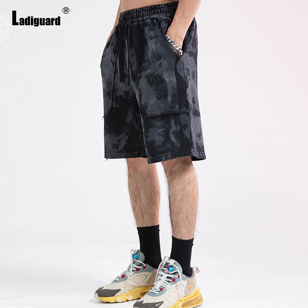 Ladiguard Men Fashion Leisure Shorts Trend 2022 Summer New Casual Stand Pocket Tie Dry Half Pants Sexy Drawstring Shorts Homme mens casual shorts