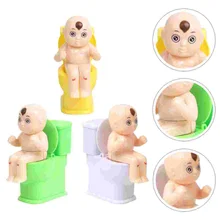 

3 Pcs Plastic Tricky Toilet Doll Toys Water Squirting Closestool Prank Toys