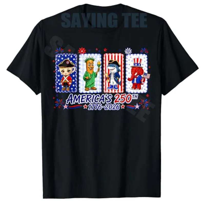 USA 250th Anniversary Tung-Tung-Tung Sahur Brainrot 4th July T-Shirt Y2k Cute Italian Brainrot Boys Fashion US Flag Graphic Tees