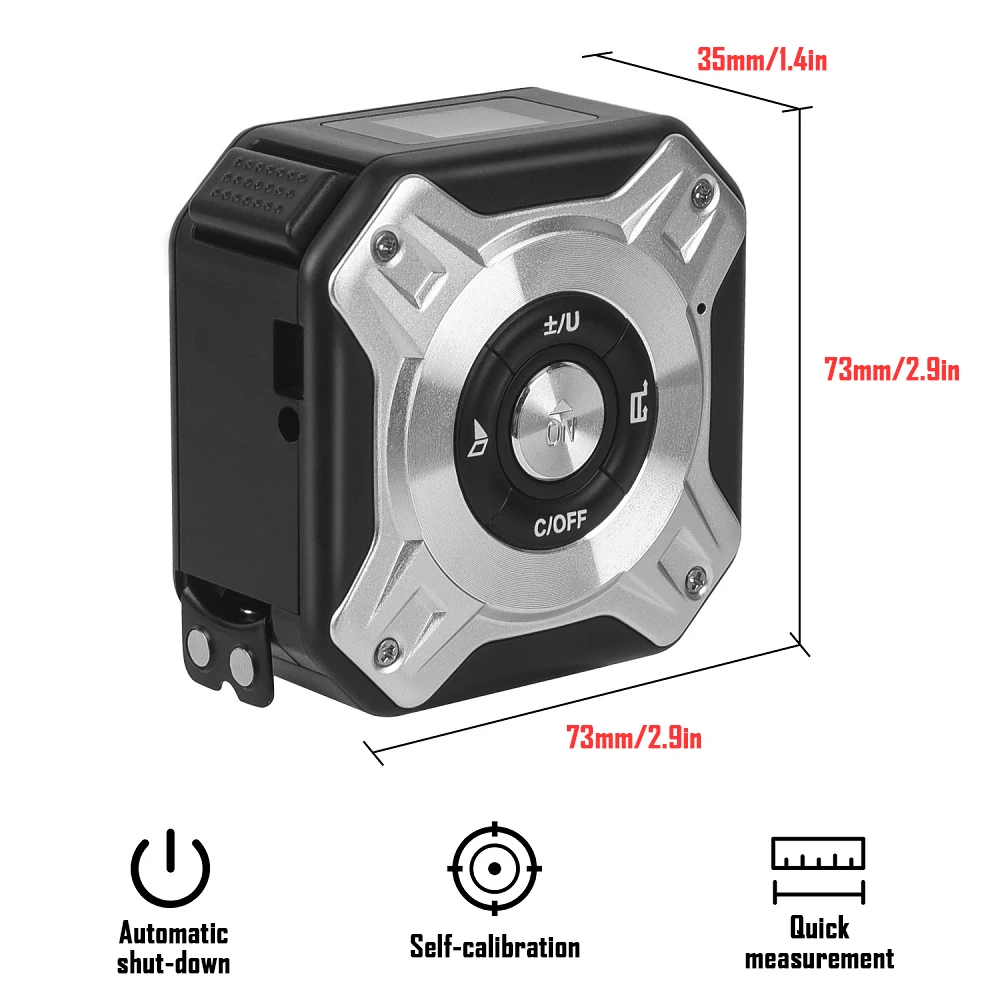 50M Laser Tape Measure Distance Meter Stainless Digital Retractable Roll Cord Rangefinder Woodworking Laser Measuring Tool