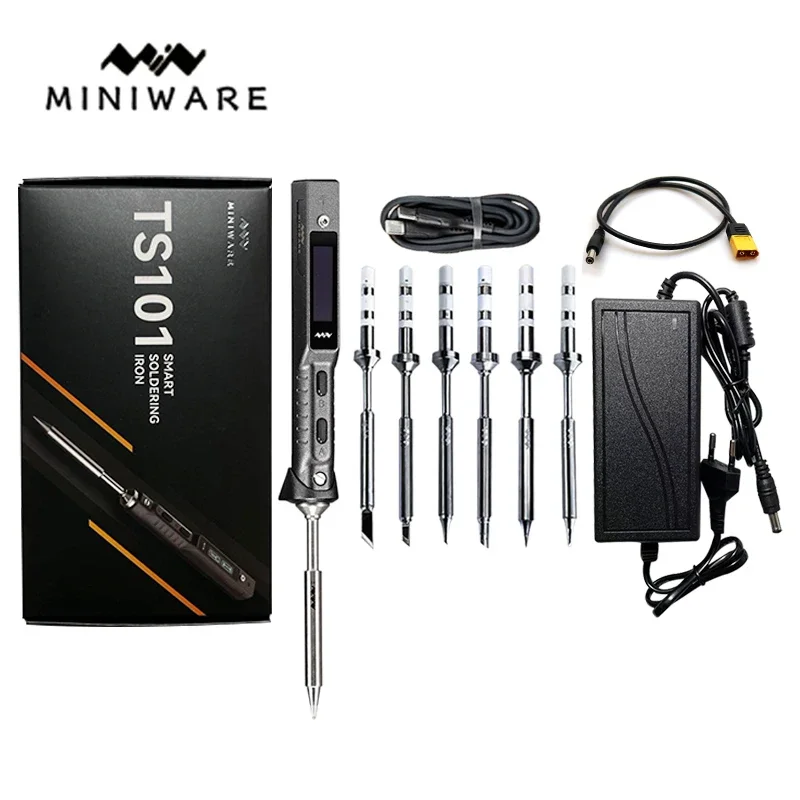 

Miniware Original TS101 Soldering Iron 65W Programmable Temperature Adjustable TS100 Soldering Iron Upgrade With Tip 24V 3A Set