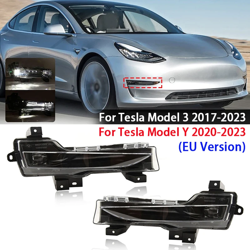 1pcCarFrontFogLightDaytimeRunningLightforTeslaModel32017
