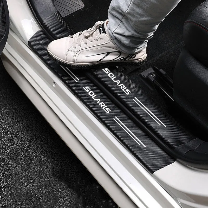 

3D Carbon Fiber Protector Strip Auto Bumper Door Sill Protection Anti-stepping Sticker For Hyundai SOLARIS 2019 2017 2012