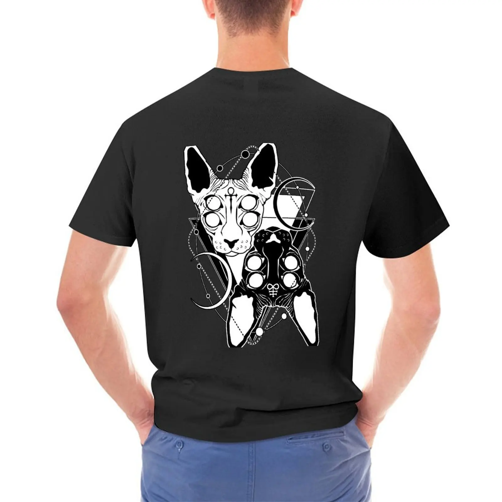 

Sphynx cats with ankh and Leviathan cross symbols T-Shirt quick-drying animal prinfor boys funnys plain white t shirts men