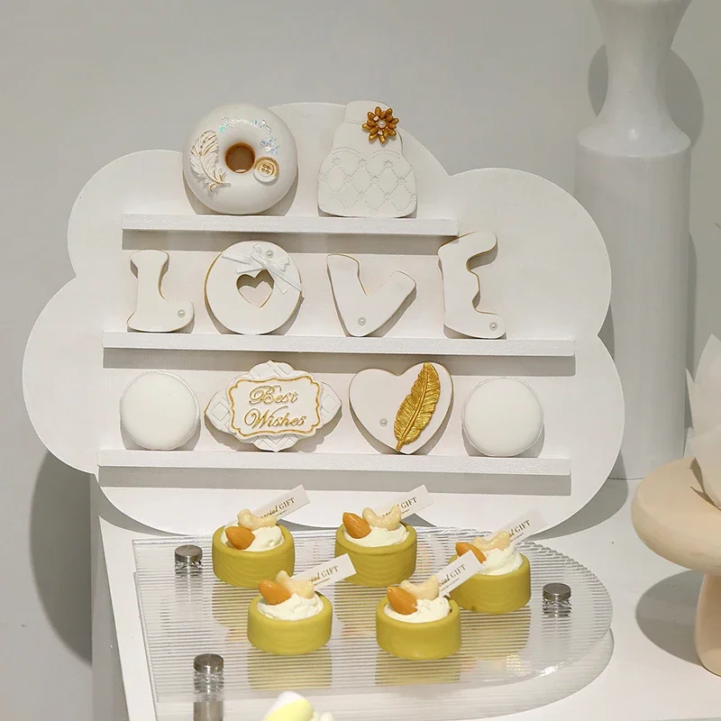 Creative Cloud Donuts Macaron Display Racks Pink Green White Biscuits Doughnuts Wood Cakes Cupcakes Stands for Wedding Decor