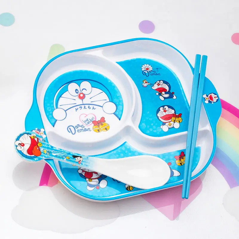 Doraemon Dorami Cartoon Anime Geschirr Baby Haushalt Anti-Drop und Anti-Verbrühungen Abschnitt Teller Schüssel Löffel und Stäbchen Set – Detail 18