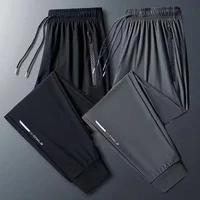 Quick Dry Ice Silk Men's Summer Thin Breathable Loose Outdoor Running Casual Pants Lightweight Sport Long Trousers