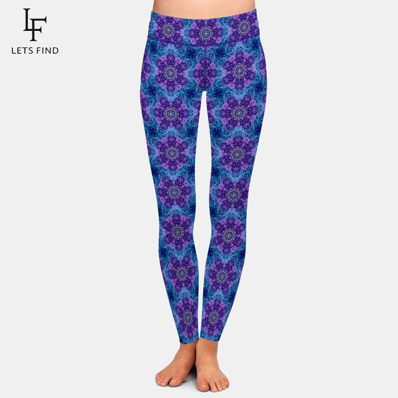 LETSFIND Hot Sales Women Leggings 3D Mandala Print Fitness Pants High Waist High Elasticity Leggings цена и фото