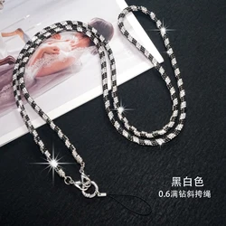 Stylish Universal Crossbody Phone Lanyard with Leisure Neck Rope Strap - Polyester / Nylon (Black White)