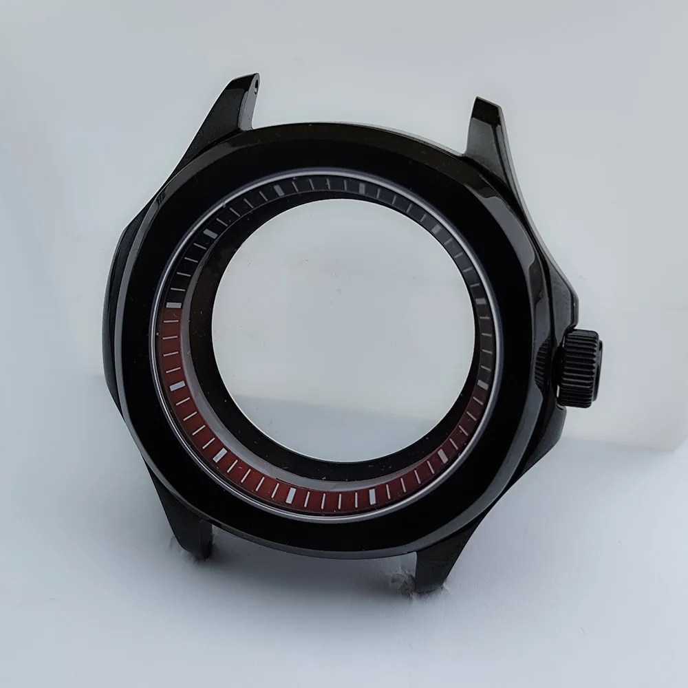 Black Steel Watch Case with Sapphire Glass and Chapter Ring, 39.5mm