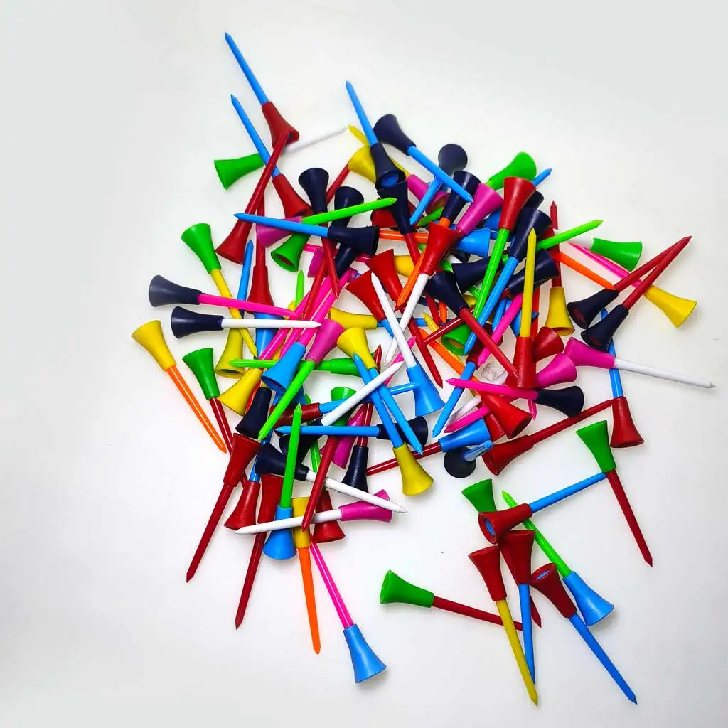 Rubber Cushion Top Golf Tees with Plastic Ball Holder - 10-40 Pieces, Assorted Colors