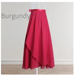 Elegant Chiffon Ballerina Dance Skirt - One Size (Burgundy)
