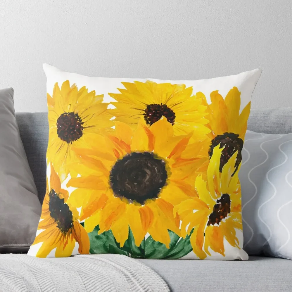 

Painted sunflower bouquet Throw Pillow Cushions autumn decoration
