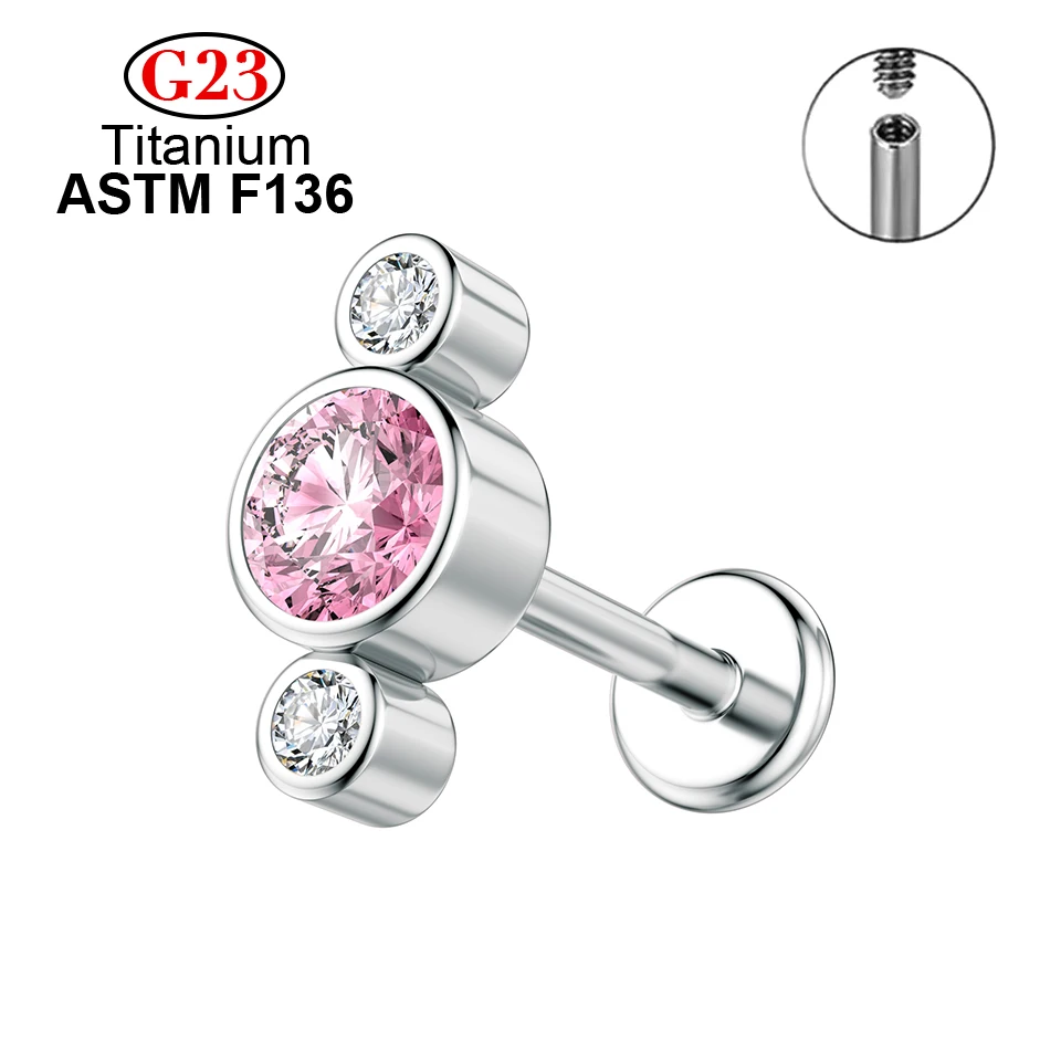 ASTM F136 16g Titanium CZ Cartilage Trinity Helix Earrings Tragus Stud Conch Lip Sexy Punk Body Piercing Jewelry