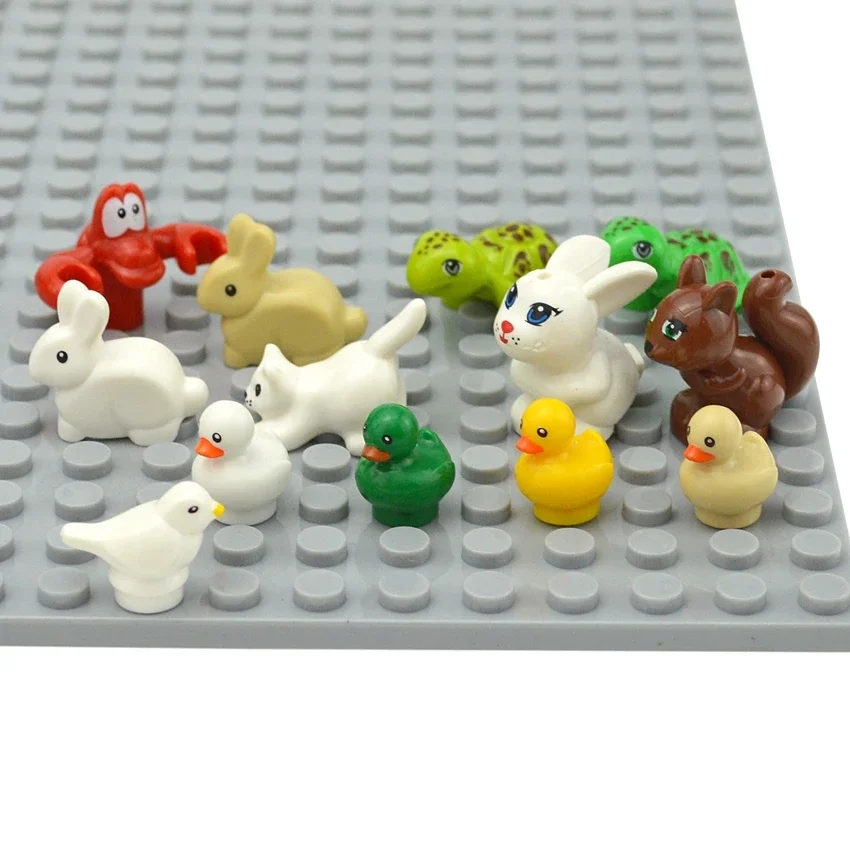 DIY 모델 귀여운 작은 동물 MOC 벽돌 빌딩 블록 애완 동물 동물원 개 오리 거북이 펭귄 고양이 돼지 새 토끼 크리 에이 티브 장난감
