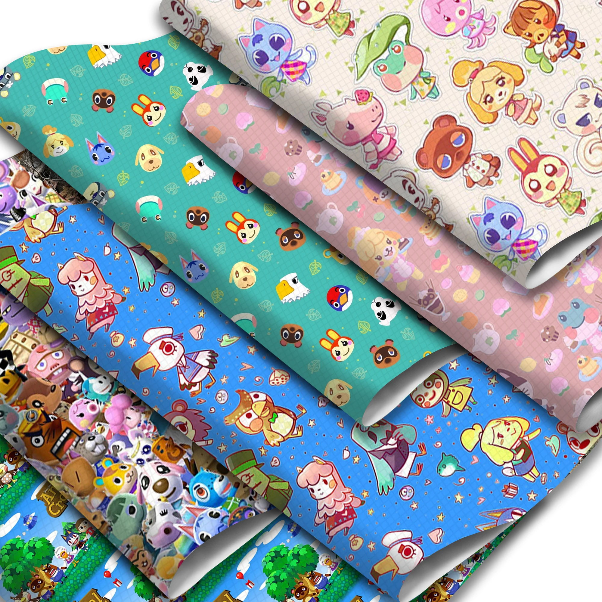 Cartoon Theme Faux Leather Sheets Animal Dog Cat Printed Synthetic Leather Fabric Roll for DIY Earrings Hair Bows Crafts